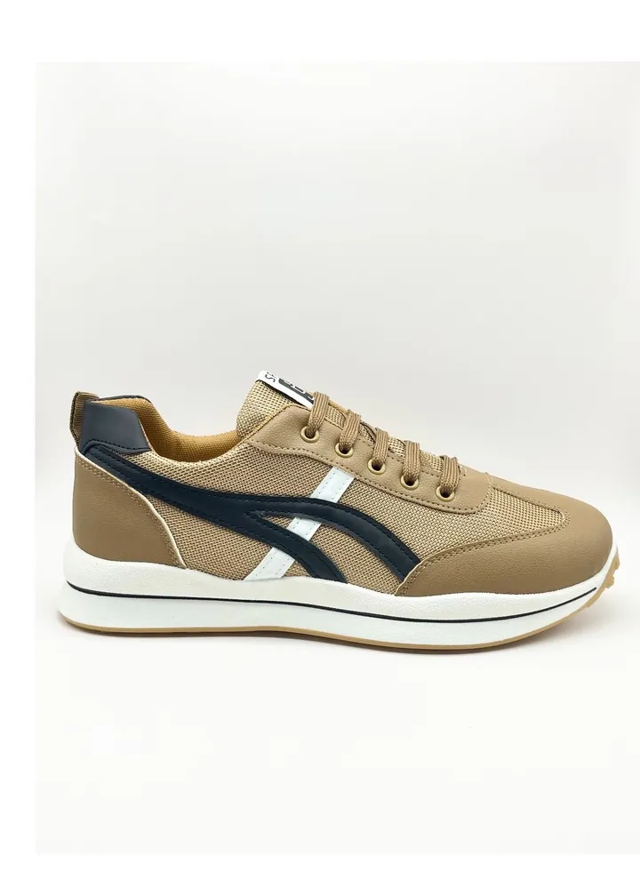 Mens Sports Sneakers In Beige Color
