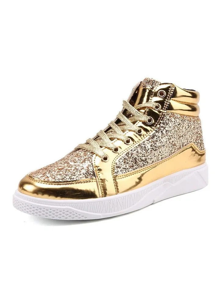 Leather Boots Shiny And Personalized Martin Boots Men's Casual High Top Leather Shoes