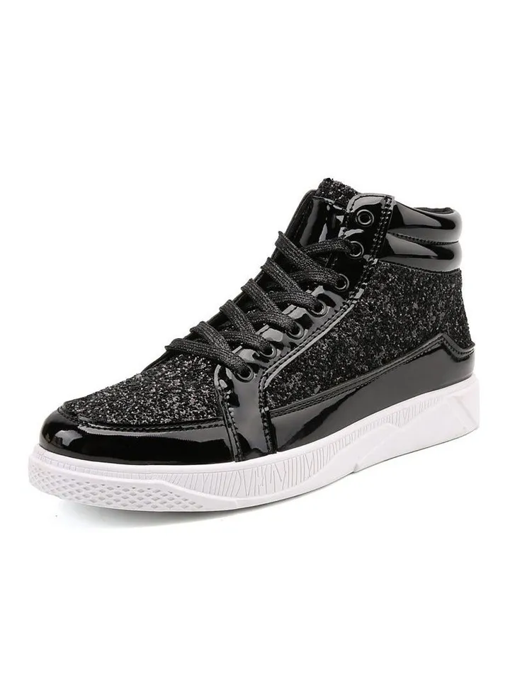 Leather Boots Shiny And Personalized Martin Boots Men's Casual High Top Leather Shoes