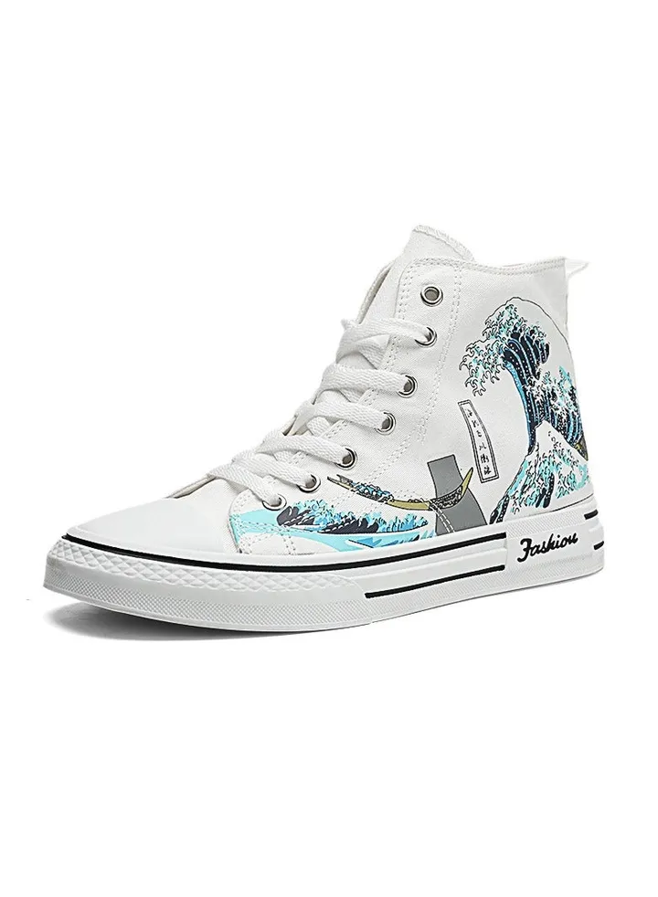 New Men's Canvas Shoes High Top Casual Flat Shoes Teenage Sneakers