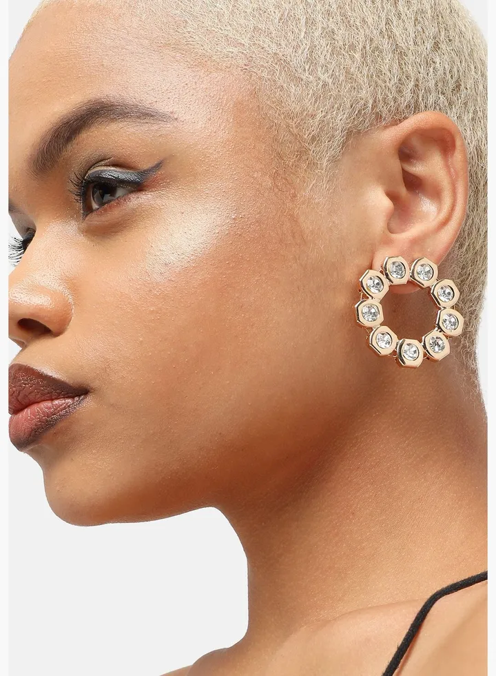 Gold Plated Party Designer Stone Stud For Women