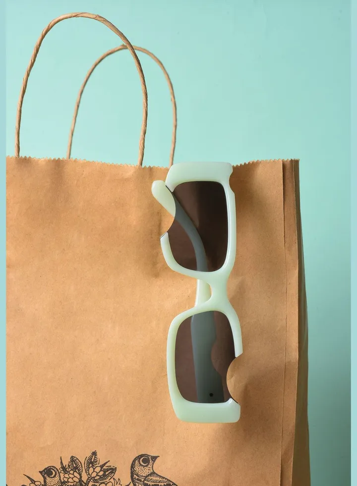 Women Black Lens Green Rectangle Sunglasses