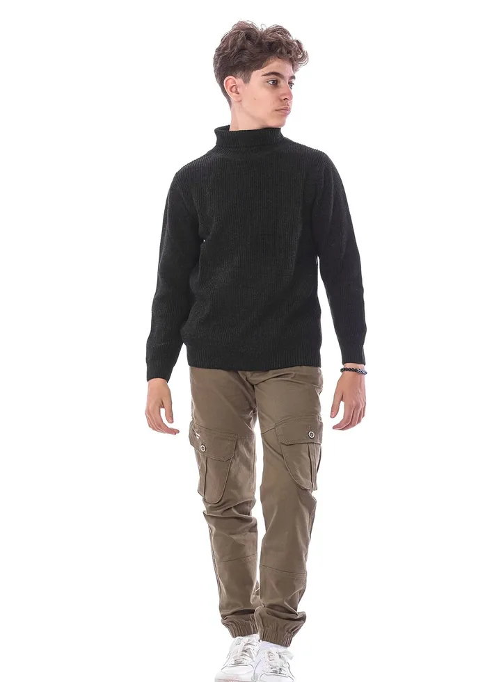 Black high neck sweatshirt for boys