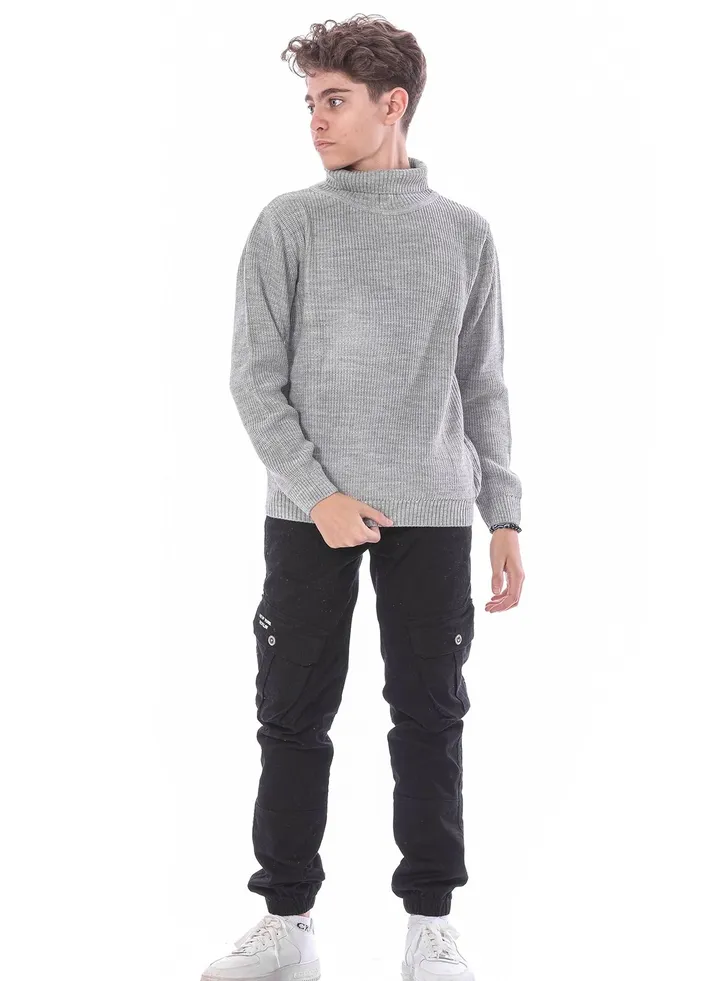 Grey high neck sweatshirt for boys