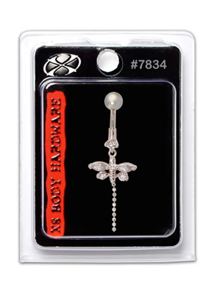 316L Stainless Steel Dragonfly Drop Navel Ring