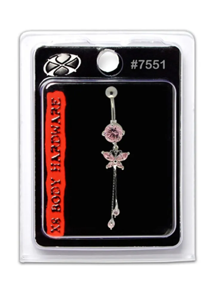 316L Stainless Steel Butterfly Dangle Belly Ring