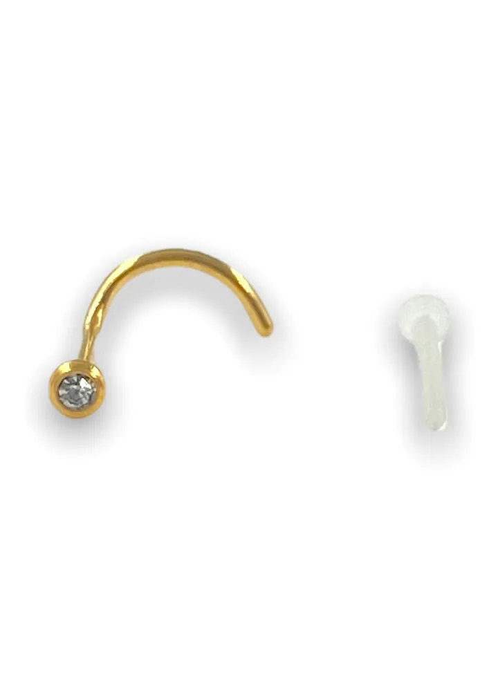 24k Gold plated 20G Nose Ball Crystal Retainer Made in USA