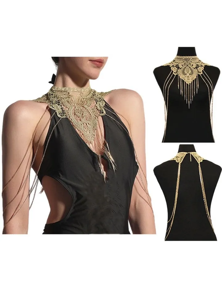 Body Chain with Necklace for Women Snake Layer Tassels Waist Chain Bikini Beach Necklace Chain for Lady Girls Fashion Jewelry Gift