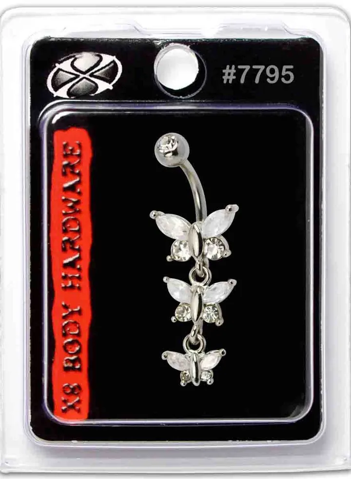 Stainless Steel Navel Jewel Shape Butterfly Crystal