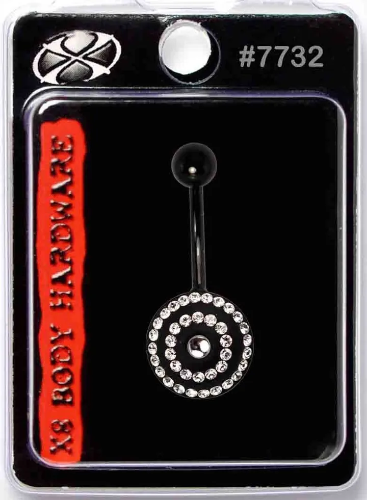 14G Surgical Stainless Steel 316L black Night Line belly Navel USA