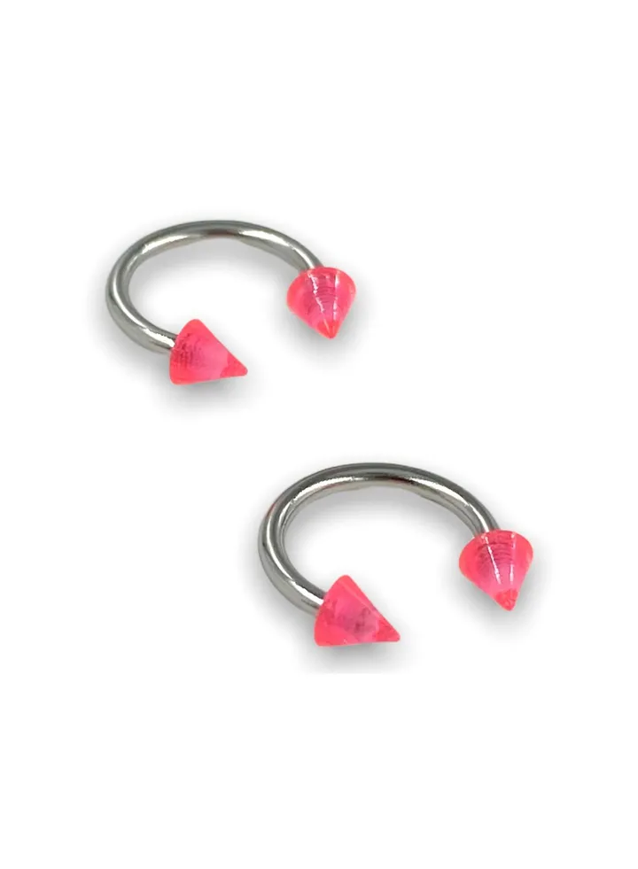 Surgical Stainless Steel 316L Circular Spike Acrylic Pink