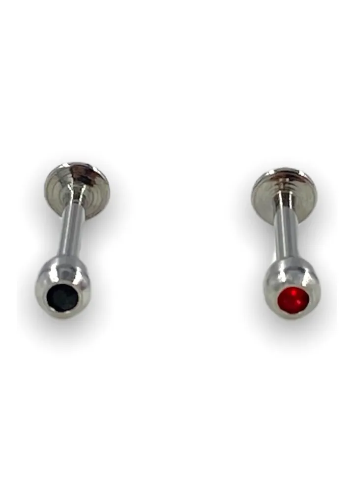 16G Surgical Stainless Steel 316L 5/16 Lip Jet black/light Siam