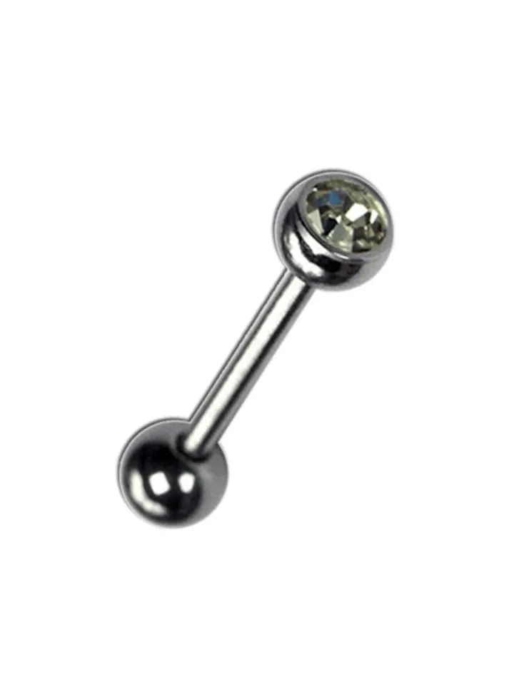 14G Surgical Stainless Steel 316L Barbell Crystal Made in USA