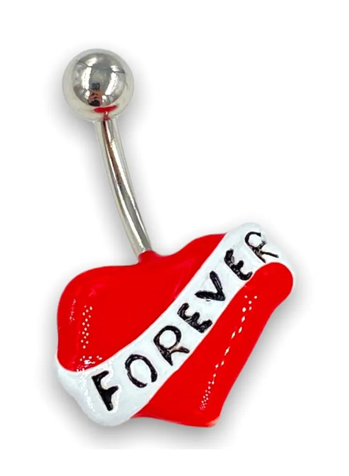 14G Surgical Stainless Steel 316L love forever Jewel Navel