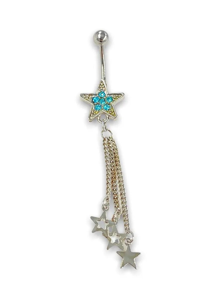 14G Surgical Stainless Steel 316L star Jewel Navel Made in USA
