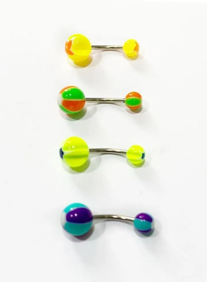 4-Pieces Ball Bar Belly Ring