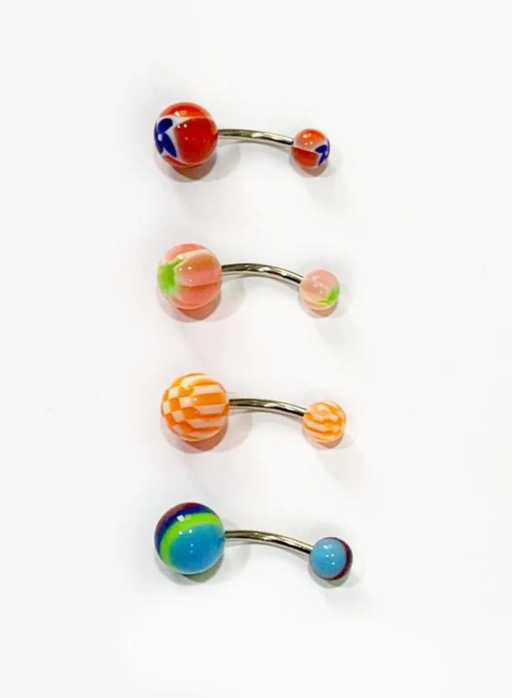 4-Pieces Ball Bar Belly Ring