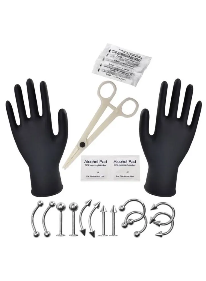 22pcs Jewelry accessories Set Belly Body Ring Needle Sets Cartilage Tools Piercing Tools Kit