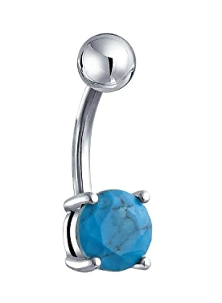 316L Stainless Steel Turquoise Studded Belly Ring
