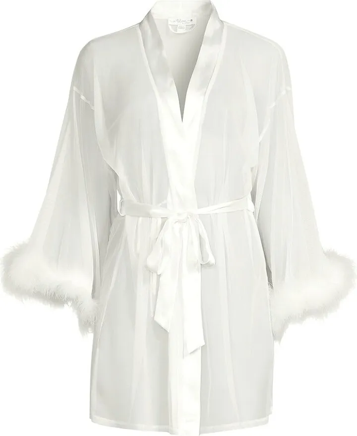 Rachel Wrap Feather Trim Robe