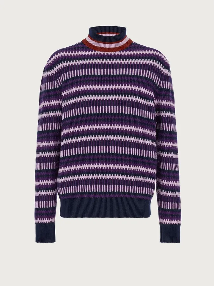 Ferragamo Men Jacquard multicolor turtleneck Multicolor