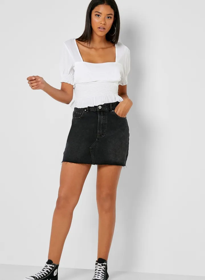 Raw Hem Denim Skirt