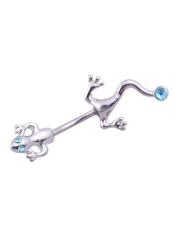 Vintage House Lizard Belly Button Ring Silver/Blue