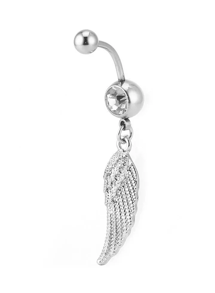 Acrylic Dangle Belly Ring Silver