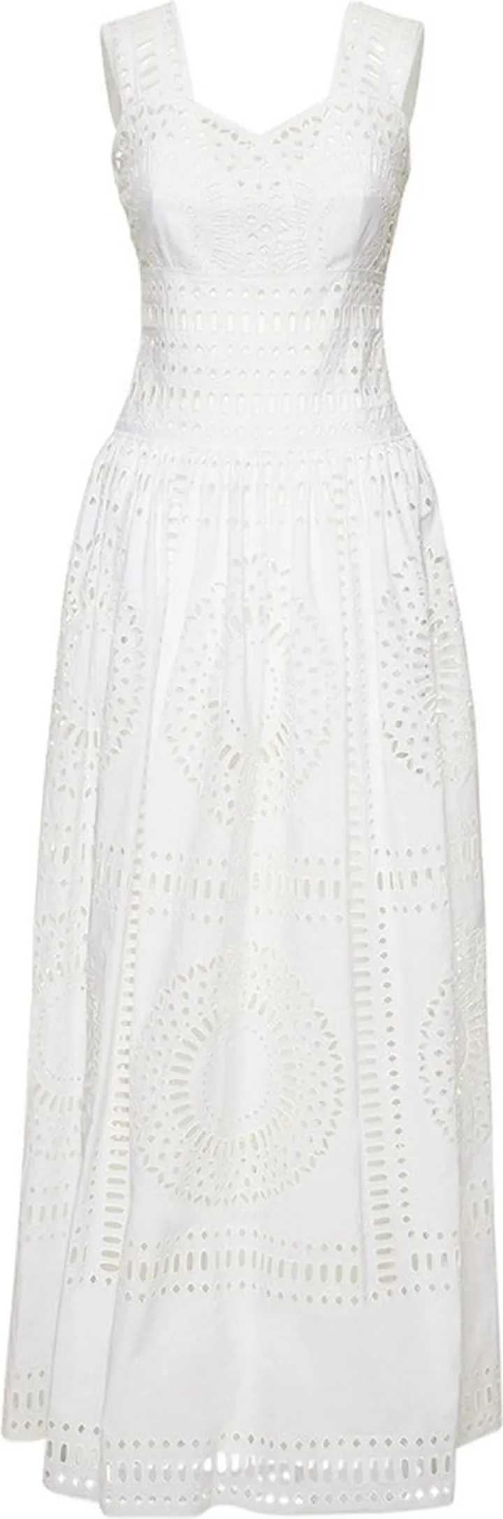 Cotton blend Sangallo lace long dress
