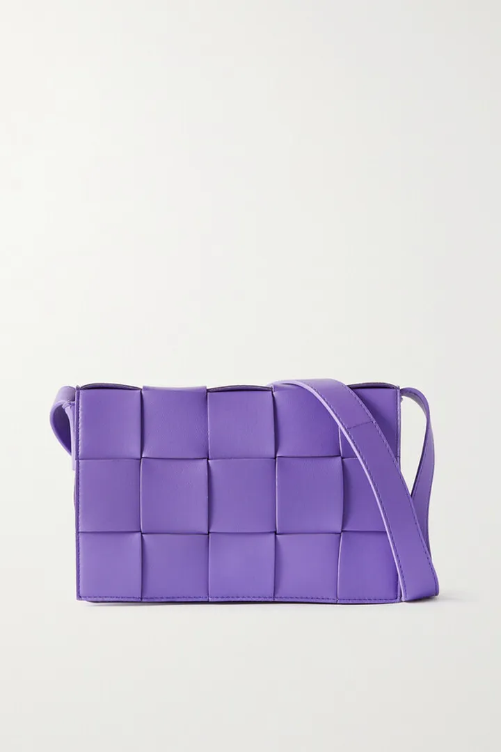 Bottega Veneta - Cassette Intrecciato Leather Shoulder Bag - Purple