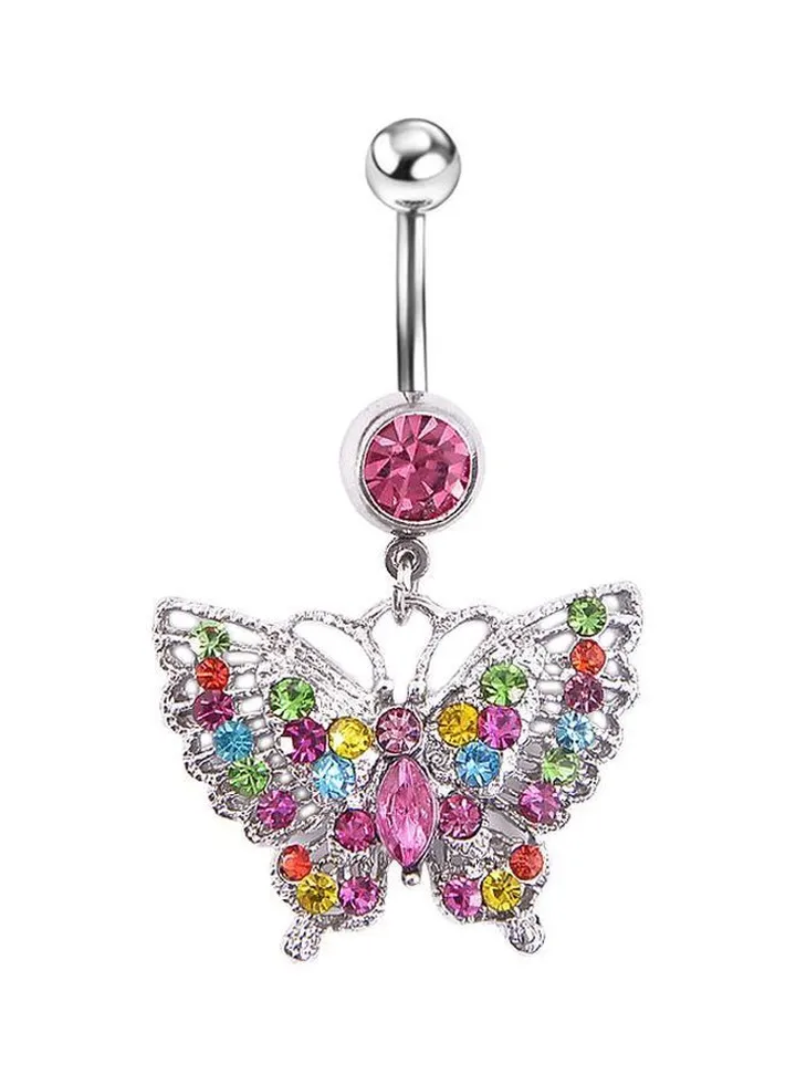 Stainless Steel Butterfly Dangle Belly Ring