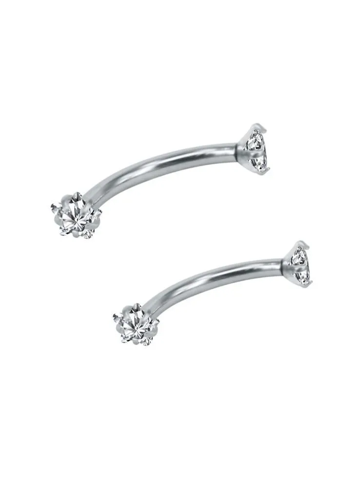 2-Piece Stainless Steel Curved Barbell Eyebrow Ring