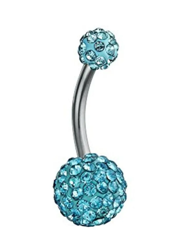 Crystal Stone Ball Bar Belly Ring