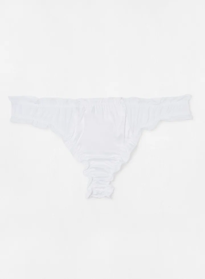 Ruffle Detail Thong Bottoms White