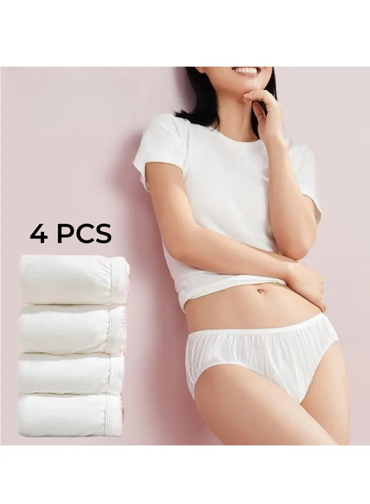 4PCS Disposable Underwear for Women Cotton and Individual Sealing Disposable Maternity Briefs for Travel Hospital Business Trip Hotel Spa