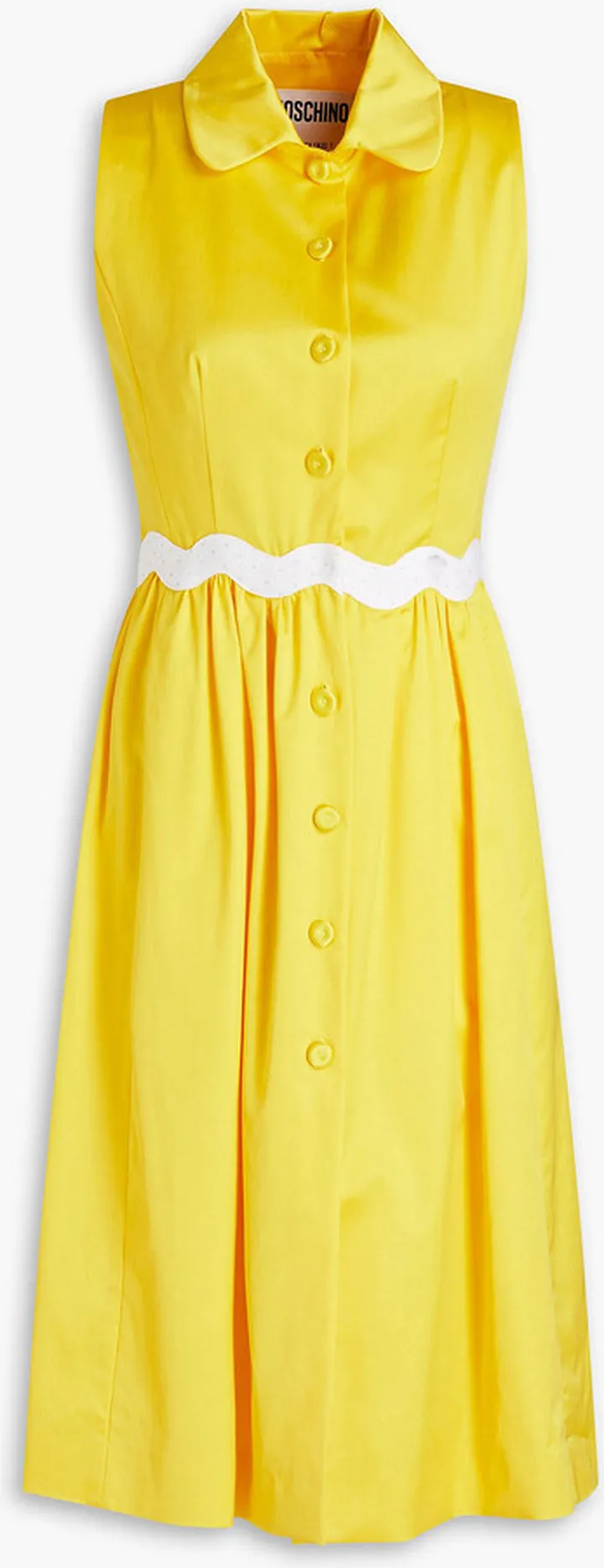 Gathered cotton-blend poplin midi shirt dress
