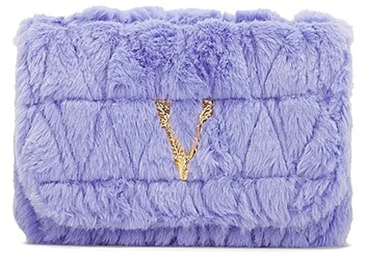 VERSACE Virtus Quilted Shoulder Bag in Purple