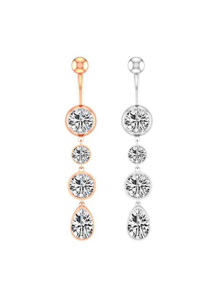 2-Piece 316l Surgical Steel Dangle Navel Rings