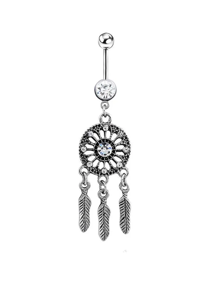Surgical Steel Stone Studded Dream Catcher Designed Belly Ring