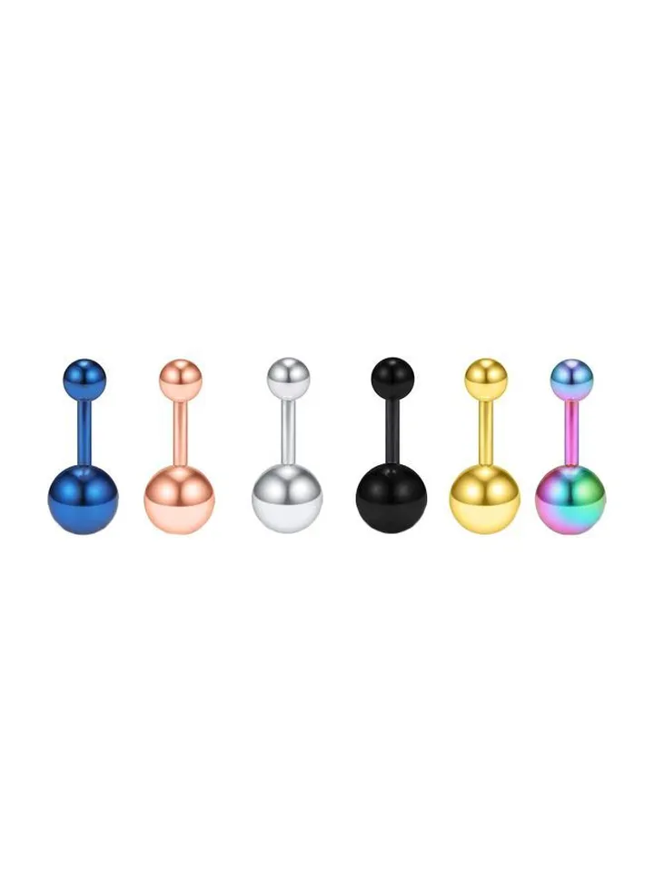 6-Piece 316L Surgical Steel Belly Rings
