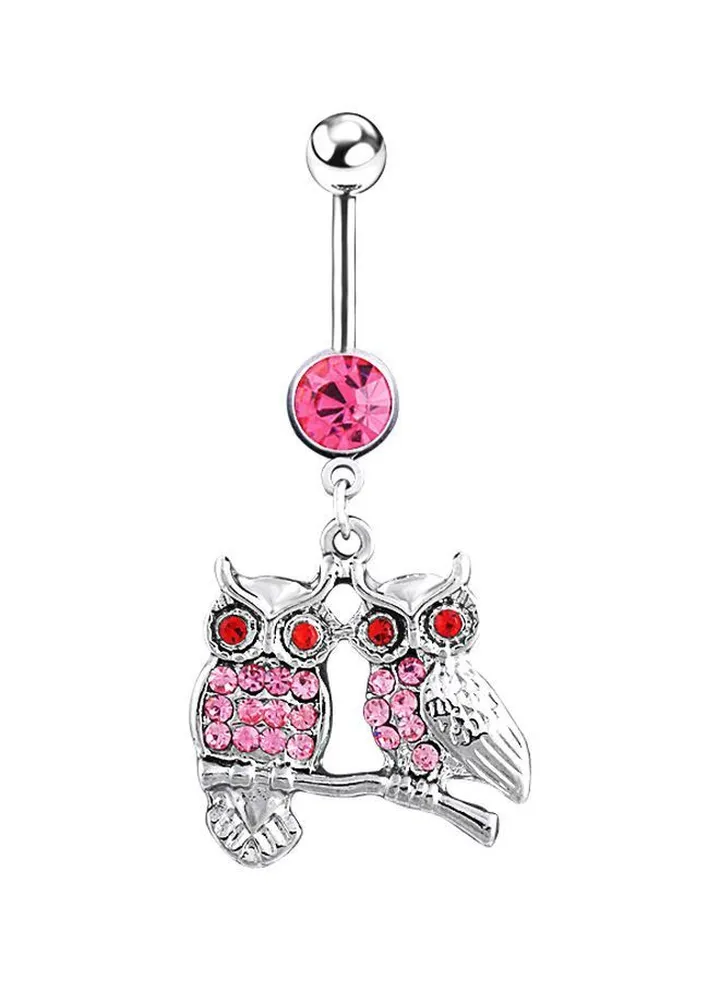 Stone Studded Owl Designed Dangle Belly Ring