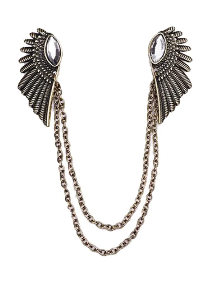 Alloy Collar Wings Tassel Brooch