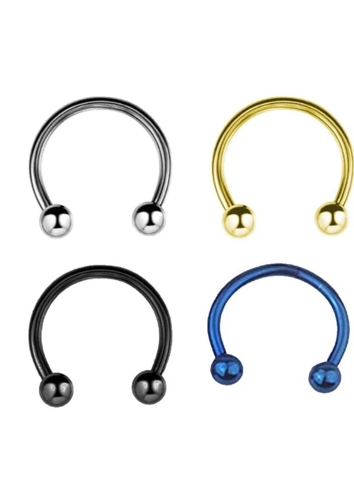 Four pieces of body piercing accessories, modern stainless steel nose earrings to decorate the nose