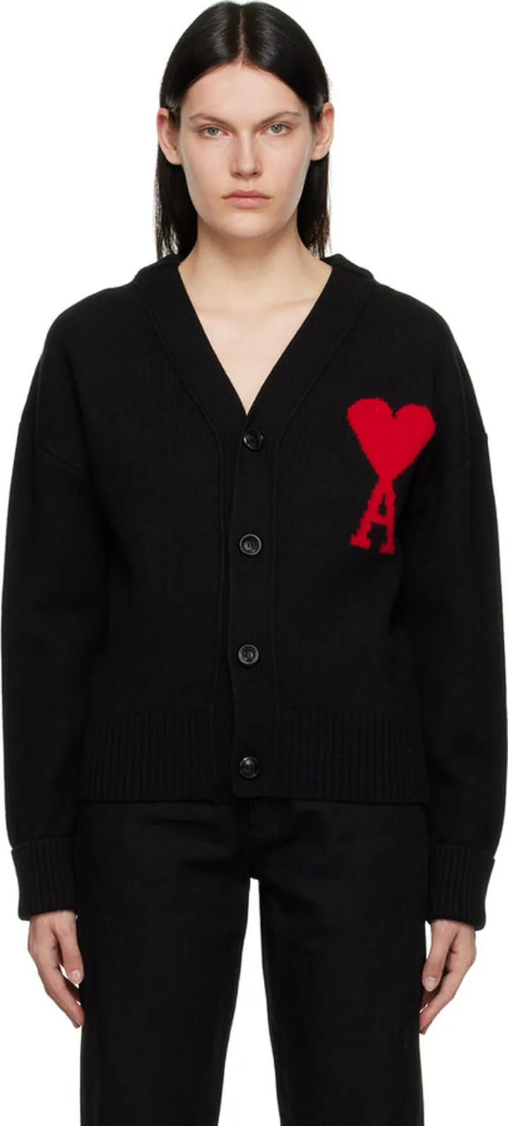 AMI Alexandre Mattiussi Black Ami De Cœur Cardigan