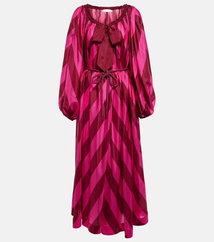 Chevron-printed silk kaftan