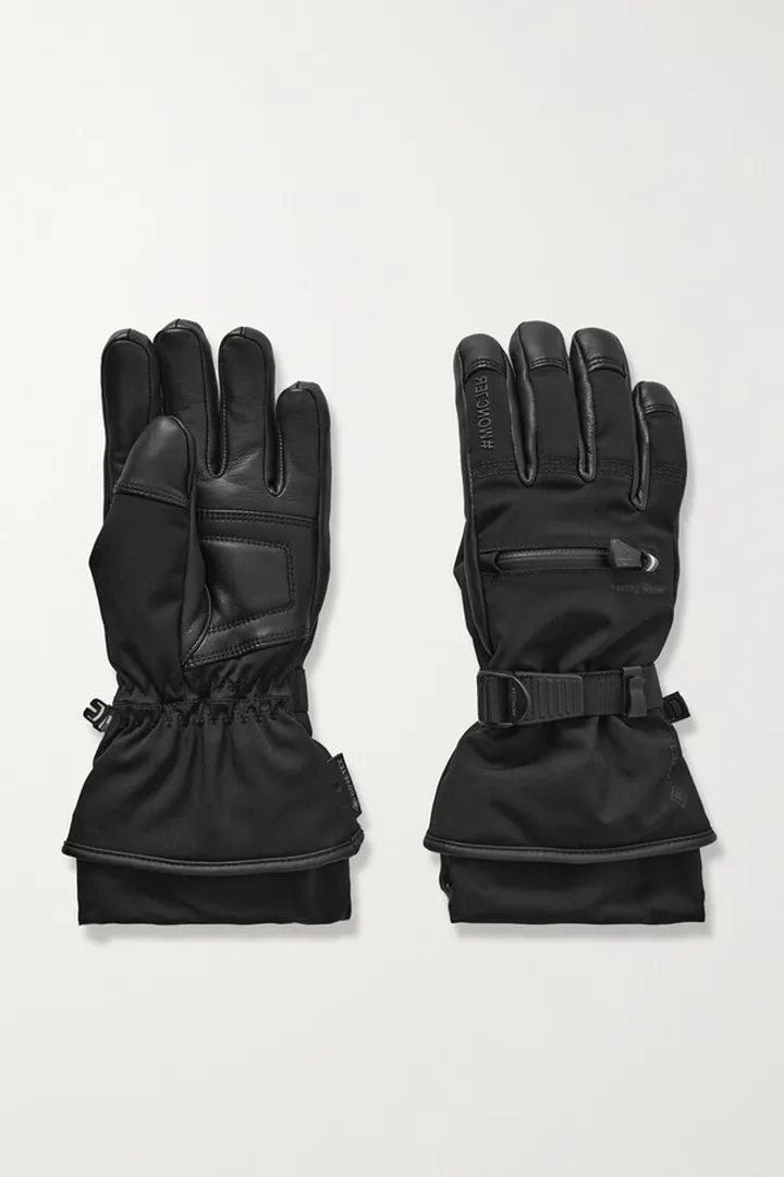 Moncler Grenoble - Padded Stretch-shell And Leather Ski Gloves - Black