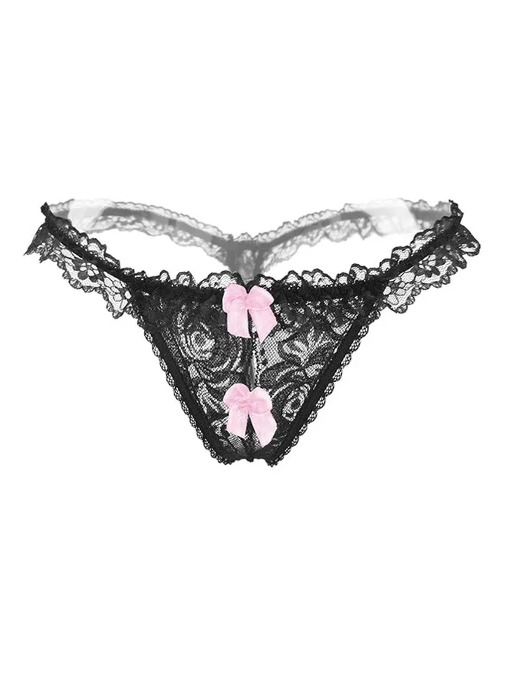 Ultra-Thin Lace Perspective Briefs Black
