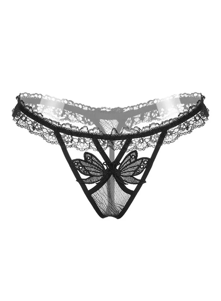 Lace Perspective Briefs Black