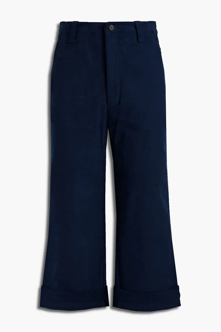 Cropped stretch-cotton pants