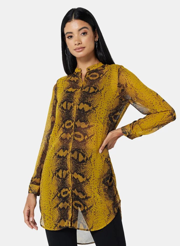 Snake Print Shirt Yellow